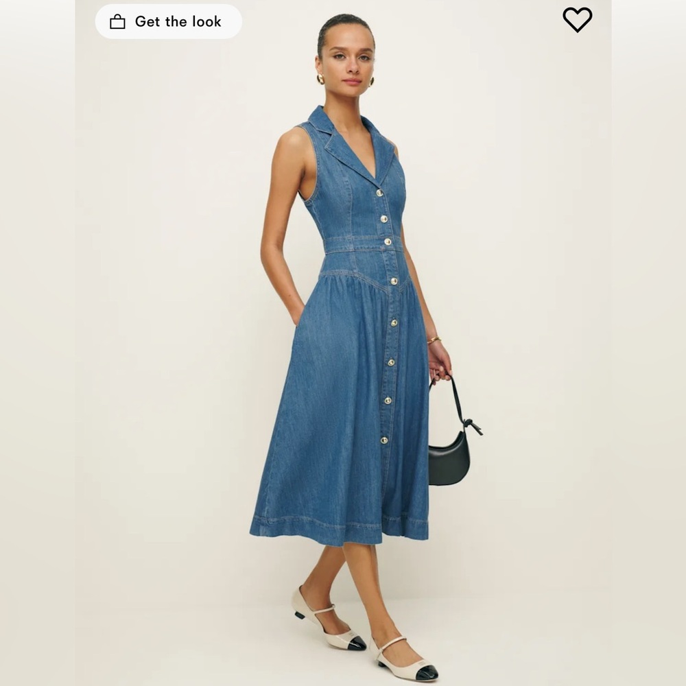 Reformation Ellison Blue Denim Dress in Laguna color